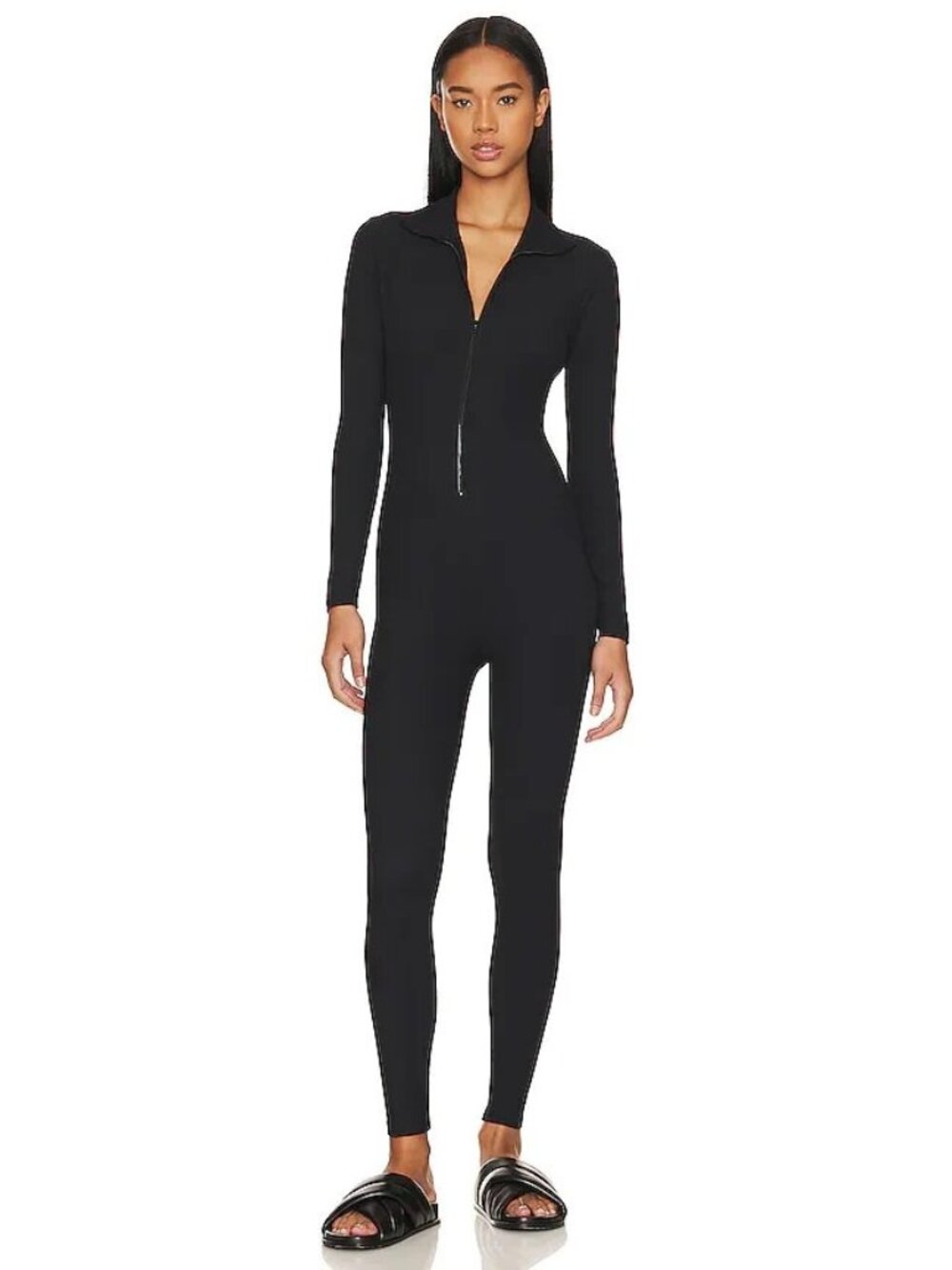 Year of Ours Long Sleeve Waffle Ski One Piece Romper Jumpsuit Black XL Thermal